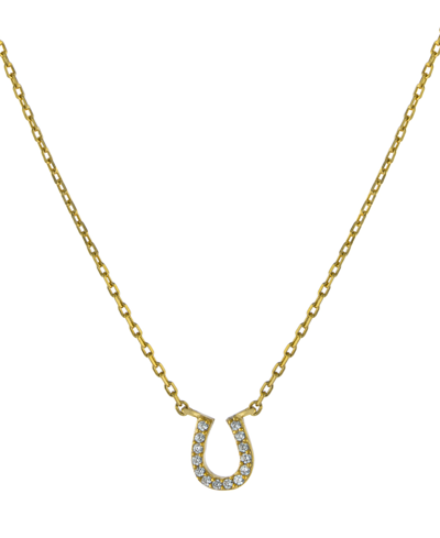 Giani Bernini Cubic Zirconia Horseshoe Pendant Necklace In 18k Gold-plated Sterling Silver, 16" + 2" Extender, Cre In Gold
