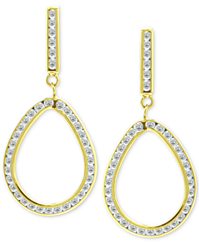 Giani Bernini Cubic Zirconia Open Teardrop Drop Earrings, Created For Macy's In Gold Over Silver