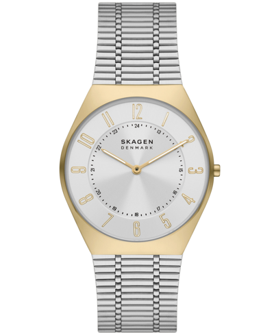 Shop Skagen Men's Grenen Ultra Slim Watch In Silver-tone Stainless Steel Mesh Bracelet Watch, 37mm In Silver-tone/gold-tone
