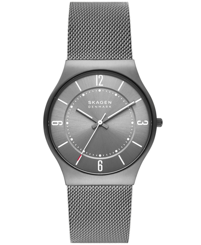 Shop Skagen Men's Grenen In Gray Plated Stainless Steel Mesh Bracelet Watch, 37mm