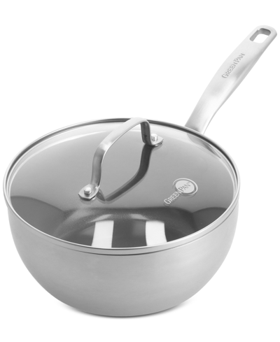 Shop Greenpan Chatham Stainless Ceramic Nonstick 2.5-qt. Saucepan & Lid In Stainless Steel