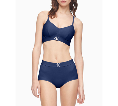 Calvin Klein Ck One Plush Lightly Lined Bralette In Blue Shadow