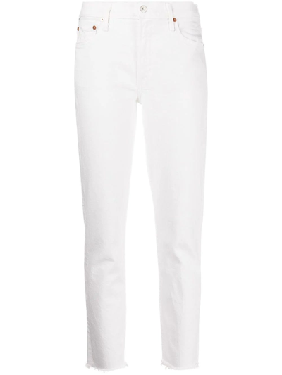 Shop Citizens Of Humanity White Ella Cropped Slim Jeans