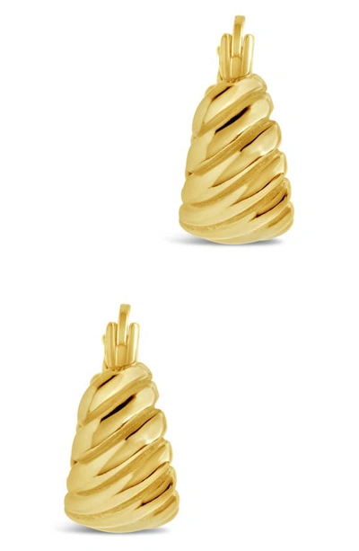 Sterling Forever Croissant Dome Hoop Earrings In Gold
