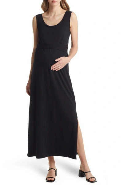 Shop Angel Maternity Essential Maternity/nursing Dress In Black