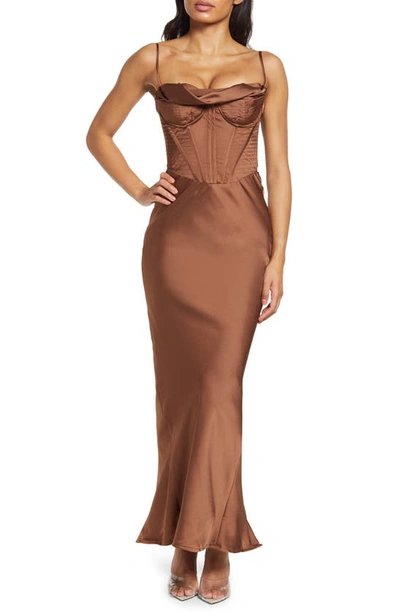 Shop House Of Cb Charmaine Corset Dress In Chocolate Plus Cup