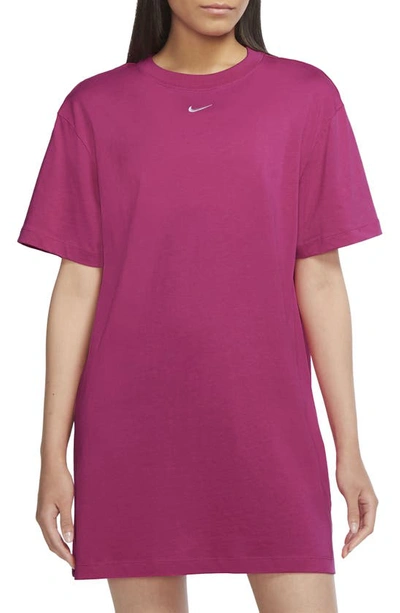 Shop Nike Sportswear Essential T-shirt Dress In Active Pink/ White
