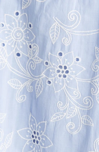 Shop Eliza J Day Embroidered Eyelet Cotton Dress In Blue