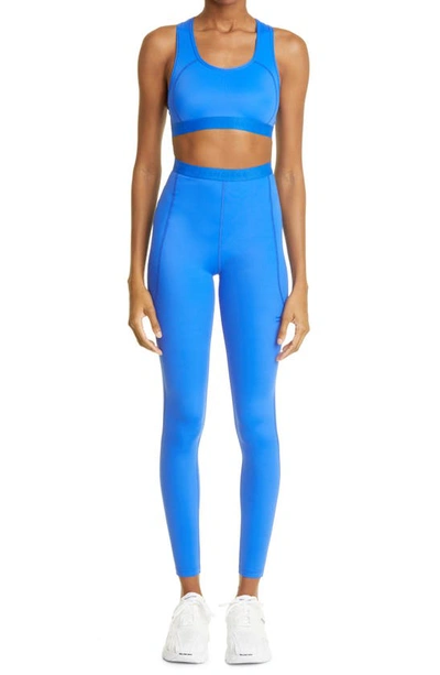 Shop Balenciaga Logo Sports Bra In Electric Blue