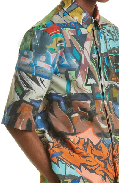 Shop Off-white X Neen Graffiti Print Short Sleeve Button-up Shirt In Multicolor