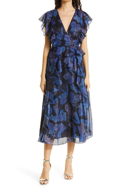 Ted Baker Women's Verty Floral Ruffle Midi-dress In Blue | ModeSens