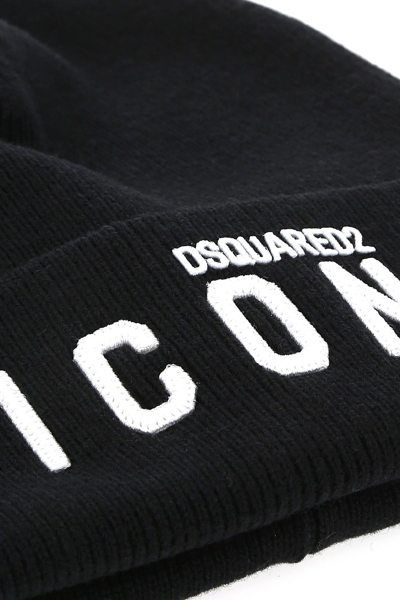 Shop Dsquared2 Black Wool Beanie Hat  Nd Dsquared Uomo Tu