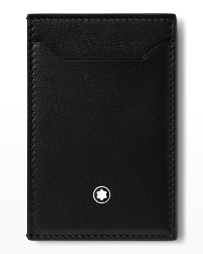 Shop Montblanc Men's Meisterstück Leather Pocket Card Holder In Black