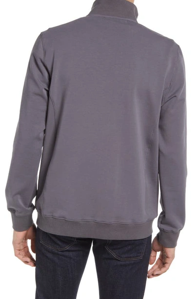 Bugatchi Cotton Blend Quarter Zip Top In Charcoal