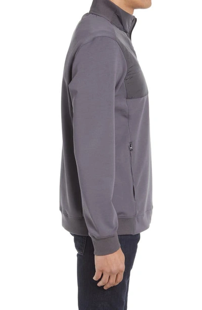 Bugatchi Cotton Blend Quarter Zip Top In Charcoal