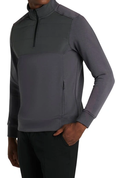 Bugatchi Cotton Blend Quarter Zip Top In Charcoal