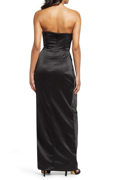 Shop House Of Cb Adrienne Satin Strapless Gown In Black