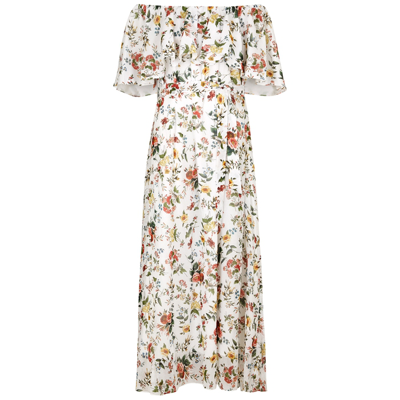 Shop Erdem Algarve White Floral-print Cotton Maxi Dress