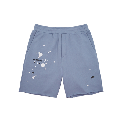Shop Helmut Lang Stencil Blue Cotton Shorts