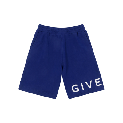 Shop Givenchy 4g Peace Blue Logo Cotton Shorts