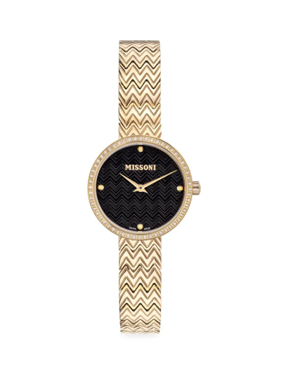Shop Missoni Women's 29mm Ip Yellow Goldtone Stainless Steel & 0.37 Tcw Diamond Bracelet Watch