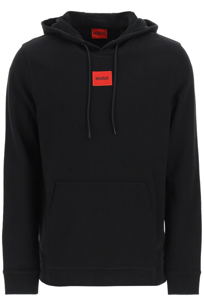 Shop Hugo Hoodie With Logo Patch In Black