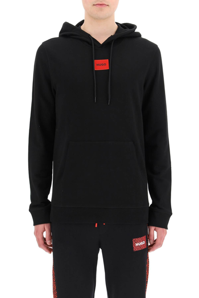 Shop Hugo Hoodie With Logo Patch In Black