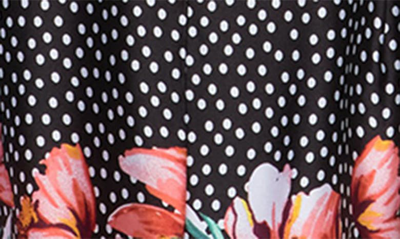 Shop Adelyn Rae Floral Polka Dot Dress In Black-white