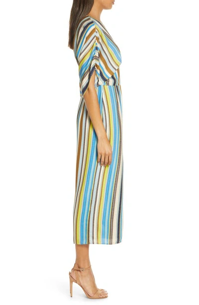 Shop Adelyn Rae Lindsey Stripe Wide Leg Jumpsuit In Citron/ Blue