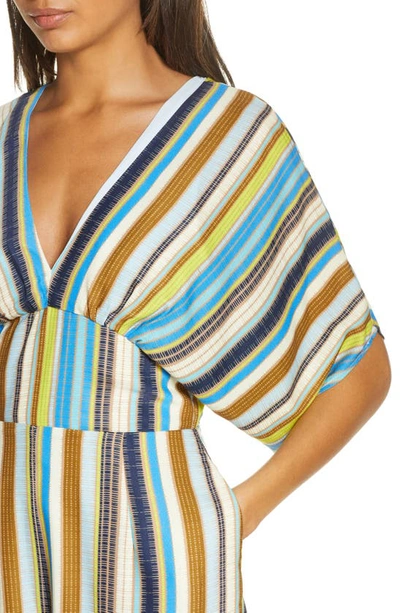 Shop Adelyn Rae Lindsey Stripe Wide Leg Jumpsuit In Citron/ Blue