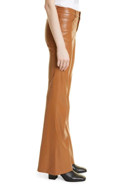 Shop Alice And Olivia Marshall Faux Leather Bell Bottom Pants In Camel
