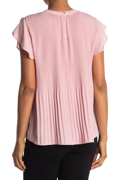 Shop Adrianna Papell Georgette Scoop Neck Solid Pleat Top In Blush Pink