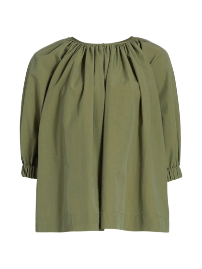 Shop Co Women's Puff-sleeve Blouse In Moss