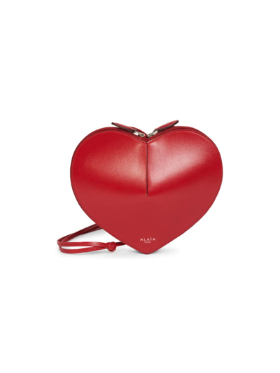 Shop Alaïa Women's Le Coeur Leather Convertible Shoulder Bag In Red