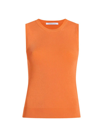 Shop Another Tomorrow Women's Rib-knit Tank Top In Tangerine