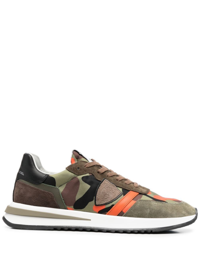 Shop Philippe Model Men's Green Leather Sneakers