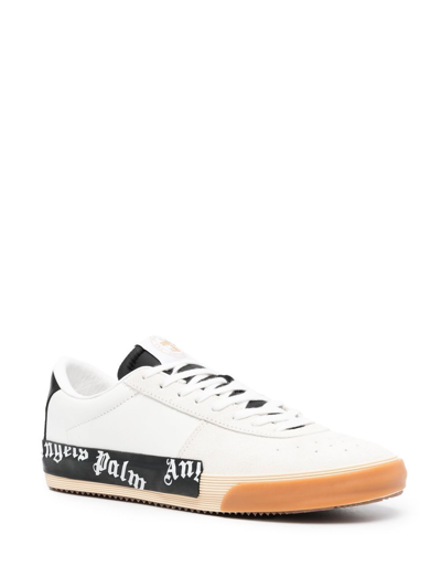 Shop Palm Angels Men's White Leather Sneakers