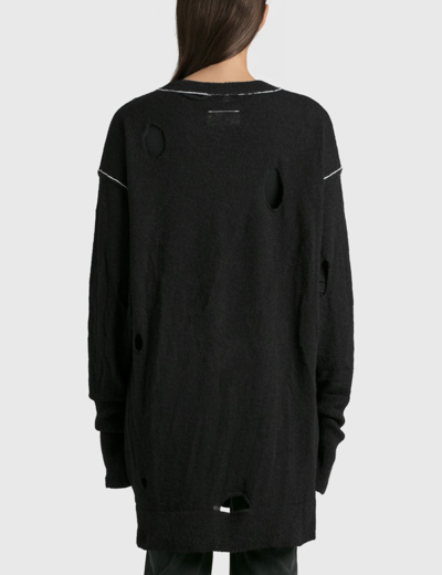 Shop Mm6 Maison Margiela Distressed Sweater In Black