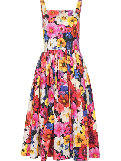 Shop Dolce & Gabbana Floral-print Midi Dress In Pink