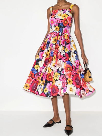 Dolce & Gabbana Floral-print Overall Midi Sundress In Pink