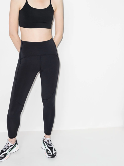 Shop Adidas By Stella Mccartney Logo-print 7/8 Yoga Leggings In Black