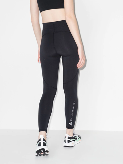 Adidas By Stella Mccartney Logo-print 7/8 Yoga Leggings In Black