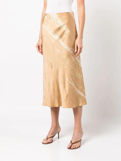Voz Bias Silk Midi Skirt In Brown