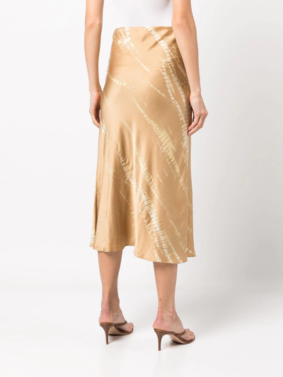 Shop Voz Bias Silk Midi Skirt In Brown