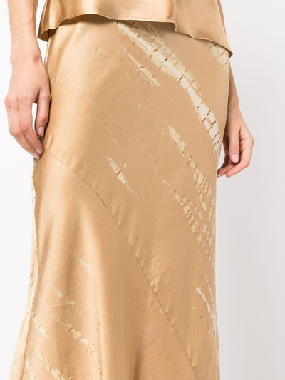 Shop Voz Bias Silk Midi Skirt In Brown