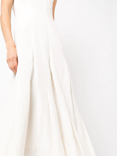 Shop Voz Harlequin Silk-linen Midi Dress In White