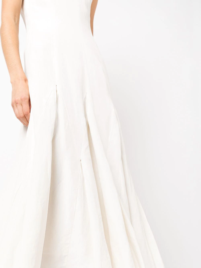 Voz Harlequin Silk-linen Midi Dress In White