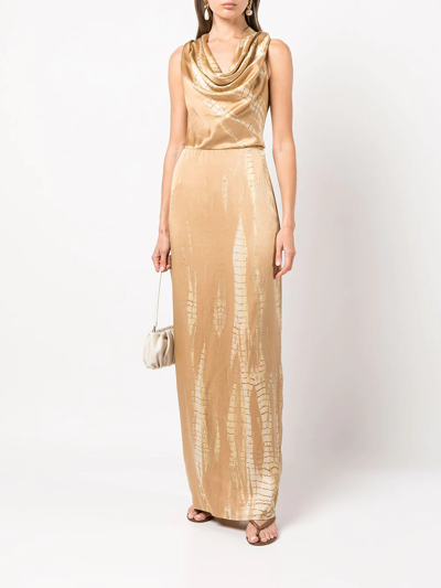 Voz Convertible Silk Maxi Dress In Brown