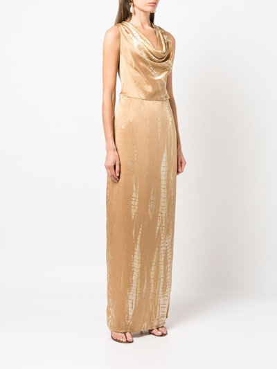 Shop Voz Convertible Silk Maxi Dress In Brown