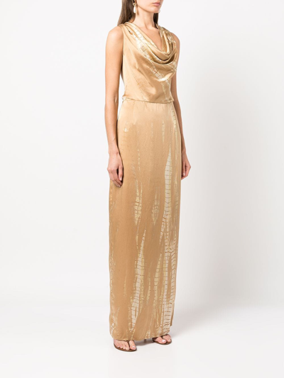 Voz Convertible Silk Maxi Dress In Brown